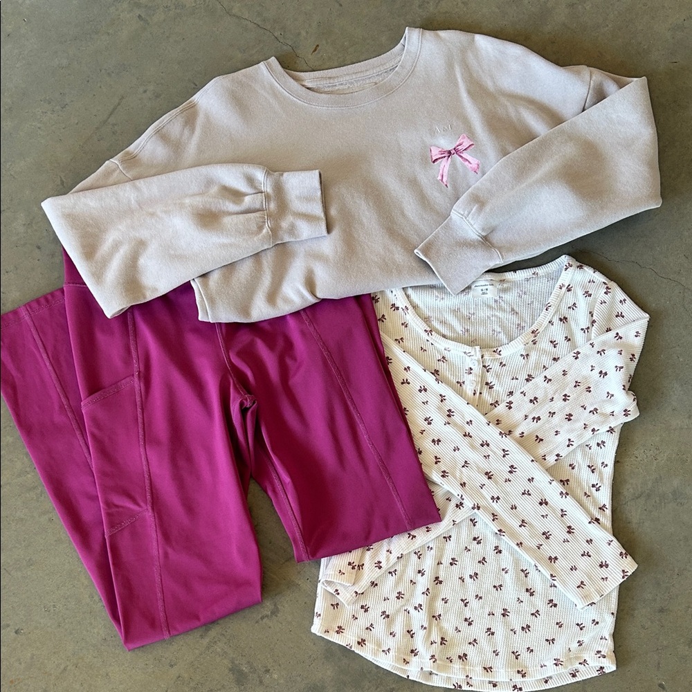 Abercrombie Kids Cream and Pink Pajama Set